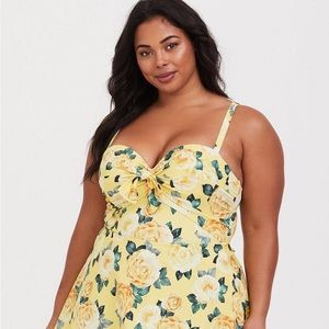 Torrid yellow rose swim dress